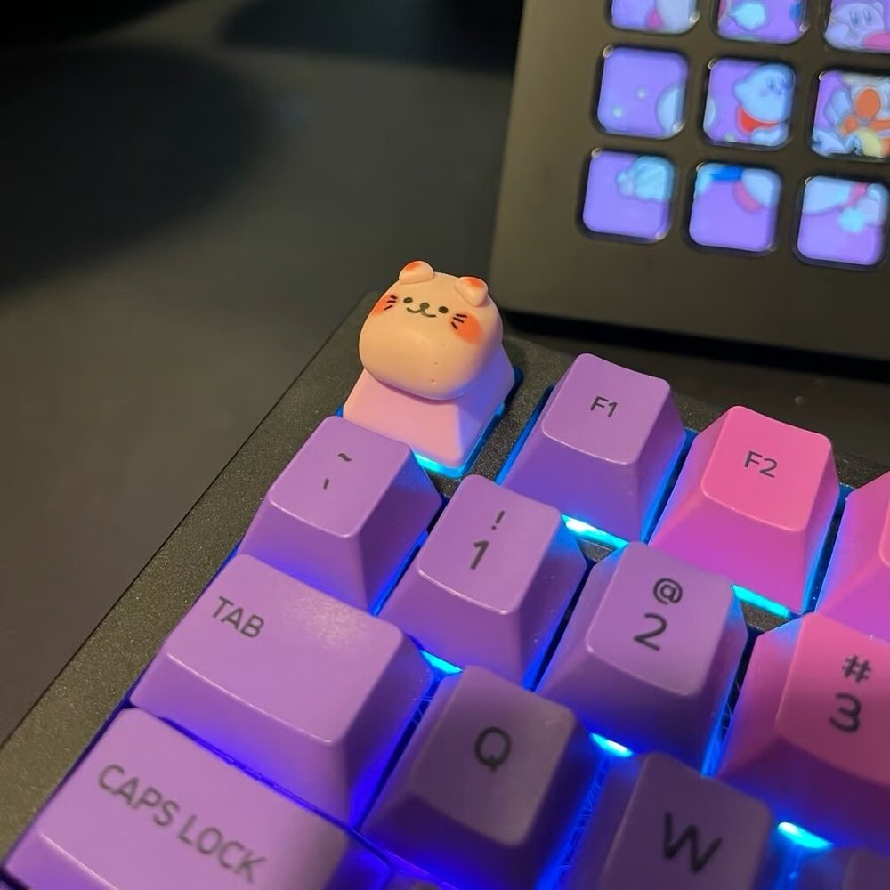 Cute Pink Artisan Keycap, kawaii animal for mechanical keyboard